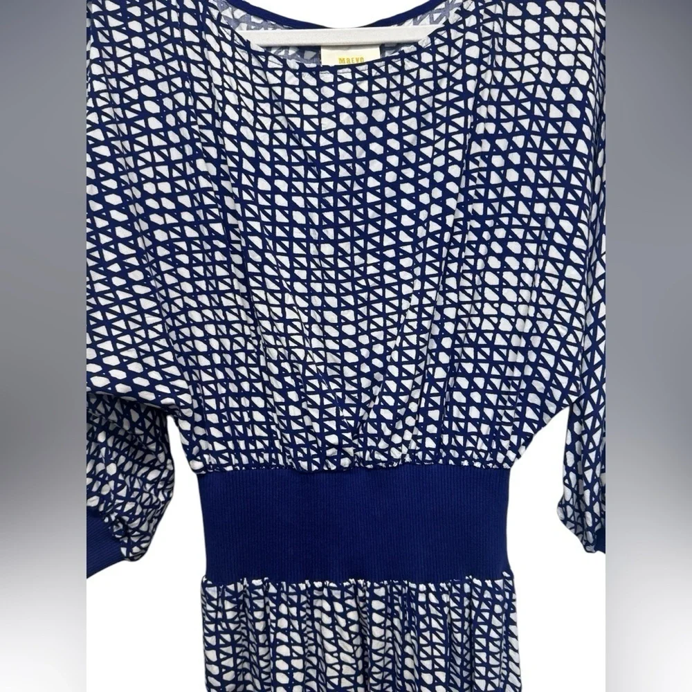 Anthropologie Maeve Gemma Blue Geometric Print Dolman Sleeve Dress